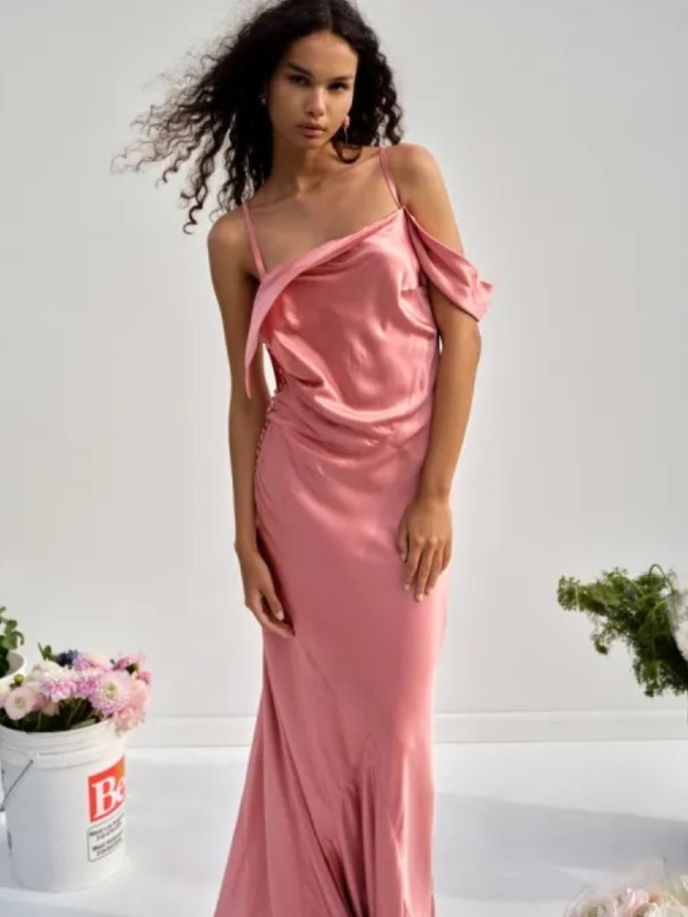 Nwt $319 For Love And Lemons Jewel Satin Maxi Dress In Pink Size S — image 2 of 8
